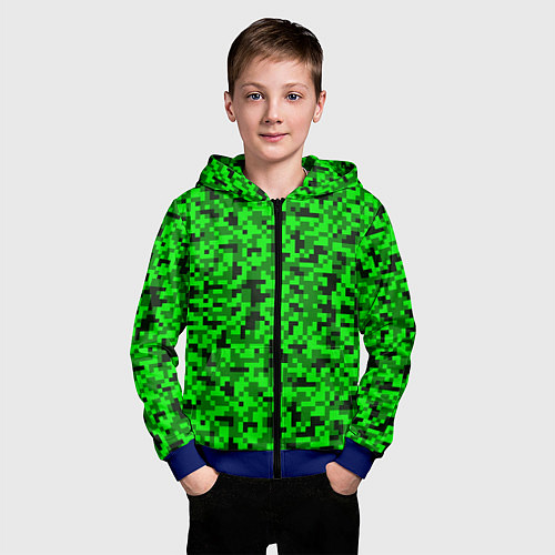 Детская толстовка на молнии КАМУФЛЯЖ GREEN / 3D-Синий – фото 3
