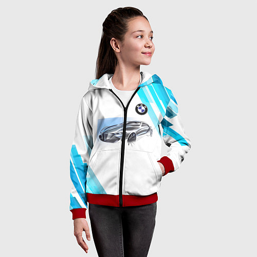Детская толстовка на молнии BMW / 3D-Красный – фото 4