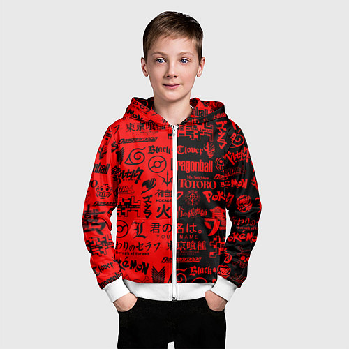 Детская толстовка на молнии ЛОГОТИПЫ АНИМЕ / 3D-Белый – фото 3