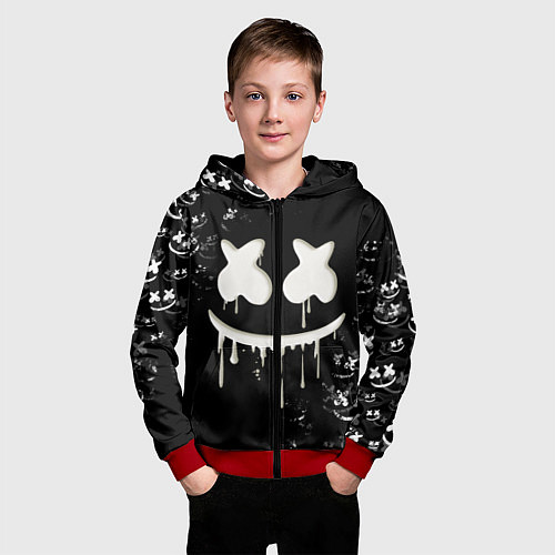 Детская толстовка на молнии Marshmello / 3D-Красный – фото 3