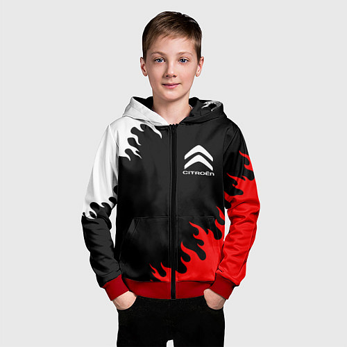 Детская толстовка на молнии CITROEN / 3D-Красный – фото 3