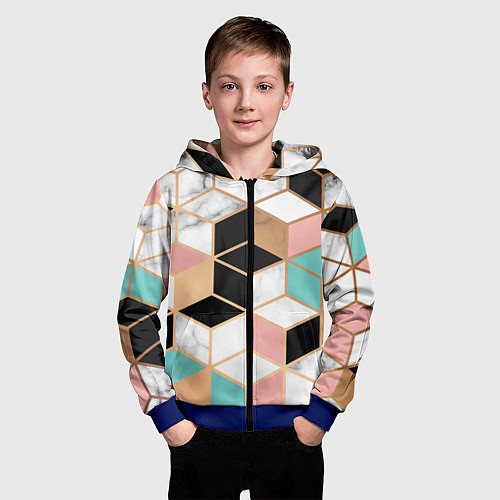 Детская толстовка на молнии Кубики / 3D-Синий – фото 3