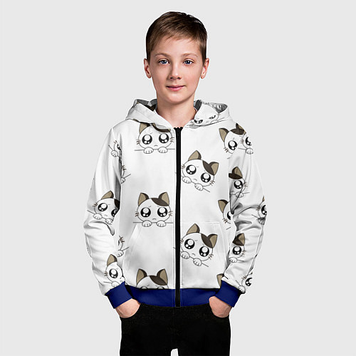Детская толстовка на молнии Котята / 3D-Синий – фото 3