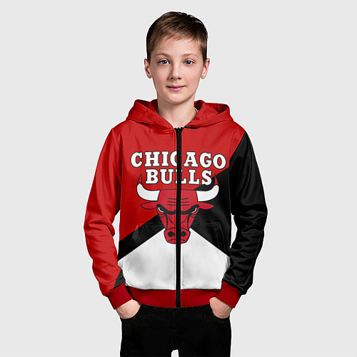 Детская толстовка на молнии CHICAGO BULLS / 3D-Красный – фото 3