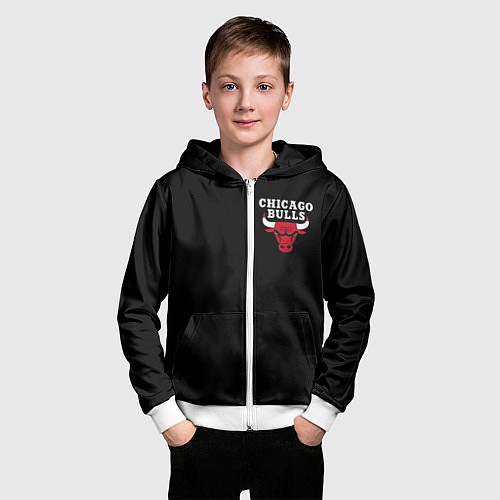 Детская толстовка на молнии CHICAGO BULLS / 3D-Белый – фото 3