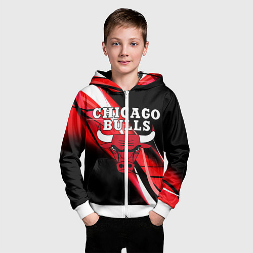 Детская толстовка на молнии CHICAGO BULLS / 3D-Белый – фото 3