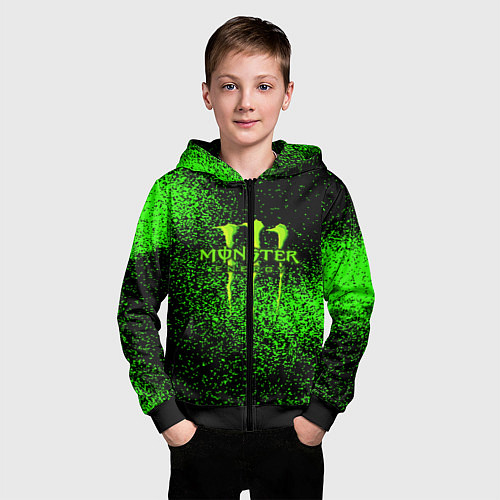 Детская толстовка на молнии MONSTER ENERGY / 3D-Черный – фото 3