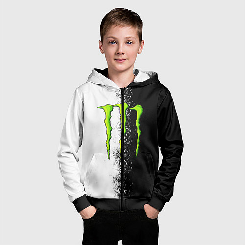 Детская толстовка на молнии MONSTER ENERGY / 3D-Черный – фото 3