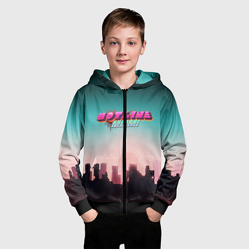Детская толстовка на молнии HOTLINE MIAMI / 3D-Черный – фото 3