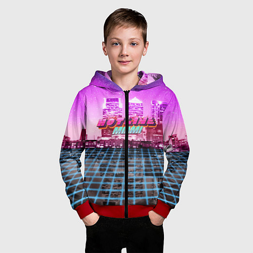 Детская толстовка на молнии HOTLINE MIAMI 2 / 3D-Красный – фото 3