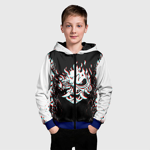 Детская толстовка на молнии CYBERPUNK 2077 SAMURAI GLITCH / 3D-Синий – фото 3