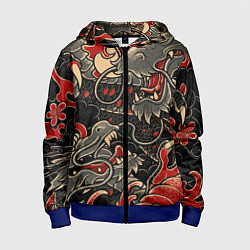 Толстовка на молнии детская Dsquared tatoo DRAGON, цвет: 3D-синий