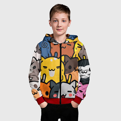 Детская толстовка на молнии КОТЕЙКИ / 3D-Красный – фото 3