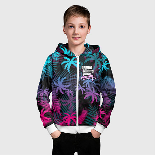 Детская толстовка на молнии GTA VICE CITY / 3D-Белый – фото 3