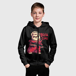 Толстовка на молнии детская Bella Ciao, цвет: 3D-черный — фото 2