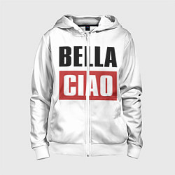 Толстовка на молнии детская Bella Ciao, цвет: 3D-белый