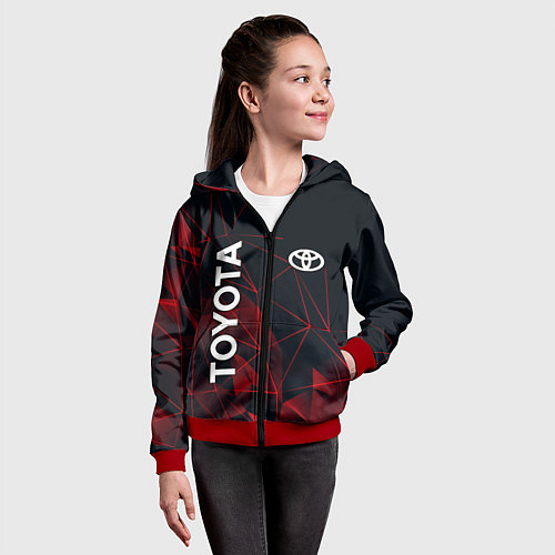 Детская толстовка на молнии TOYOTA / 3D-Красный – фото 4