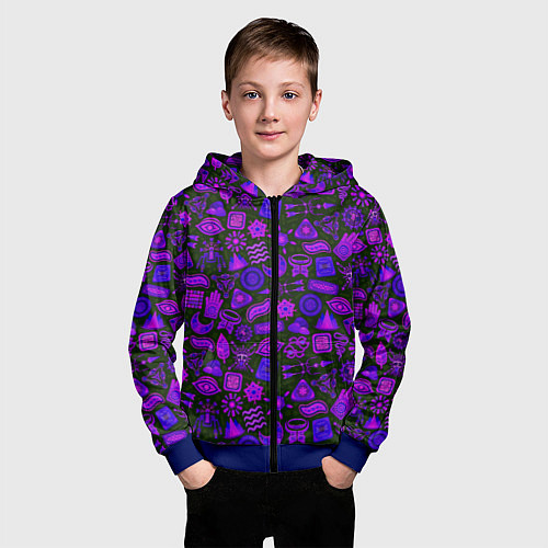 Детская толстовка на молнии Узоры символы этнический шаман / 3D-Синий – фото 3