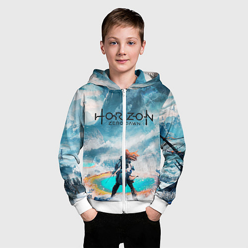 Детская толстовка на молнии HORIZON ZERO DAWN / 3D-Белый – фото 3