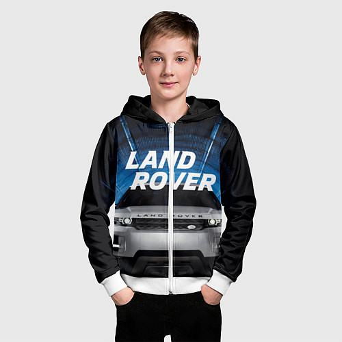 Детская толстовка на молнии LAND ROVER / 3D-Белый – фото 3