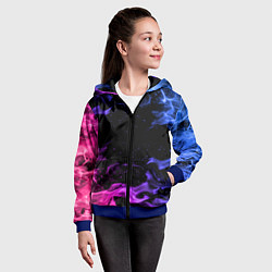 Толстовка на молнии детская ОГОНЬ НЕОН, цвет: 3D-синий — фото 2