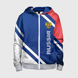 Толстовка на молнии детская RUSSIA SPORT, цвет: 3D-меланж