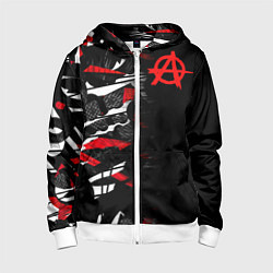 Толстовка на молнии детская Анархия, цвет: 3D-белый