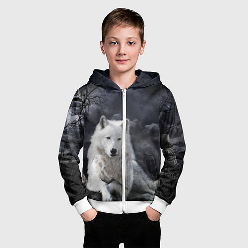 Детская толстовка на молнии БЕЛЫЙ ВОЛК D / 3D-Белый – фото 3