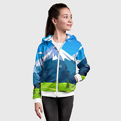 Толстовка на молнии детская Горы пейзаж природа вектор, цвет: 3D-белый — фото 2