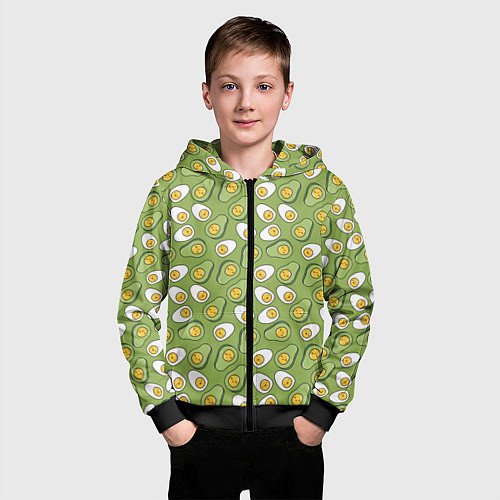 Детская толстовка на молнии Avocado and Eggs / 3D-Черный – фото 3