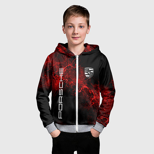 Детская толстовка на молнии PORSCHE / 3D-Меланж – фото 3