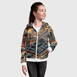 Толстовка на молнии детская 3D абстрактная схема, цвет: 3D-белый — фото 2