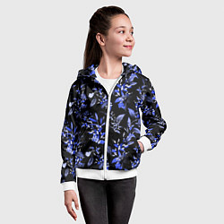 Толстовка на молнии детская Ночные цветы, цвет: 3D-белый — фото 2