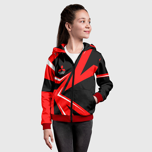 Детская толстовка на молнии Mitsubishi ФОРМА / 3D-Красный – фото 4