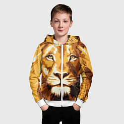 Толстовка на молнии детская Взгляд льва, цвет: 3D-белый — фото 2
