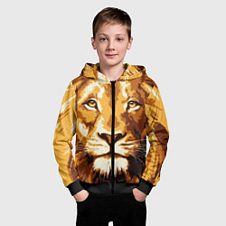 Толстовка на молнии детская Взгляд льва, цвет: 3D-черный — фото 2