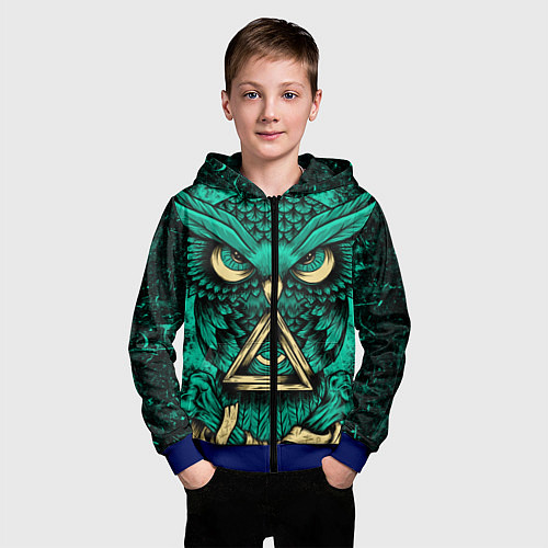 Детская толстовка на молнии Тотемная сова / 3D-Синий – фото 3