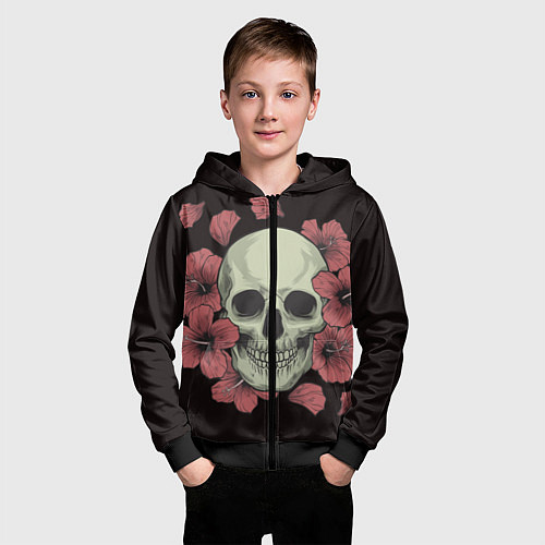 Детская толстовка на молнии Skull in red 2 / 3D-Черный – фото 3