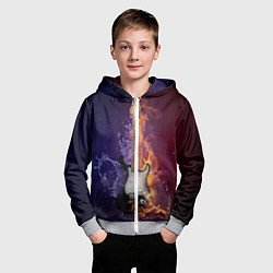 Толстовка на молнии детская Гитара огня, цвет: 3D-меланж — фото 2