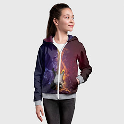 Толстовка на молнии детская Гитара огня, цвет: 3D-меланж — фото 2