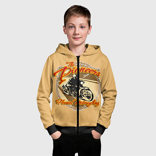 Детская толстовка на молнии Hoosier Motorcycling / 3D-Черный – фото 3