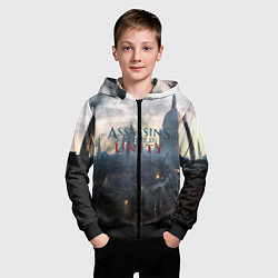 Толстовка на молнии детская Assassin’s Creed Unity, цвет: 3D-черный — фото 2