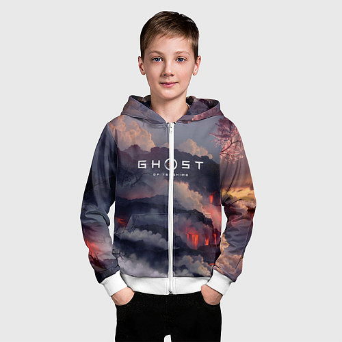 Детская толстовка на молнии Ghost of Tsushima / 3D-Белый – фото 3