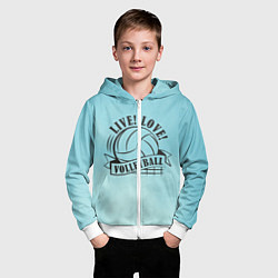 Толстовка на молнии детская LIVE! LOVE! VOLLEYBALL!, цвет: 3D-белый — фото 2