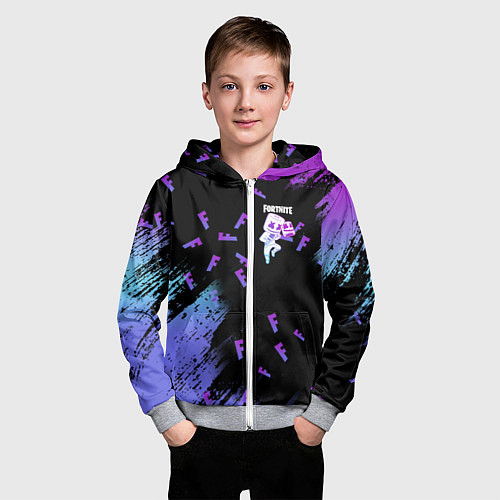Детская толстовка на молнии FORTNITE MARSHMELLO / 3D-Меланж – фото 3