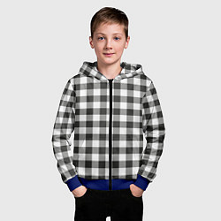Толстовка на молнии детская Черно-белая клетка, цвет: 3D-синий — фото 2