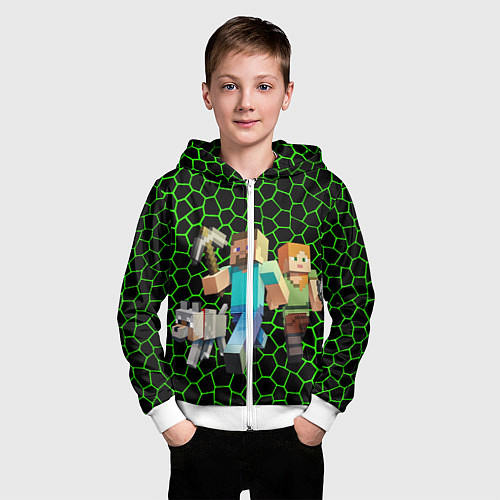 Детская толстовка на молнии Minecraft / 3D-Белый – фото 3