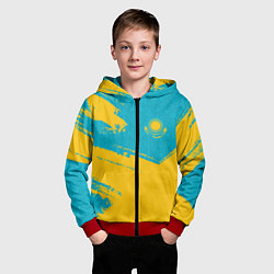 Толстовка на молнии детская КАЗАХСТАН KAZAKHSTAN, цвет: 3D-красный — фото 2