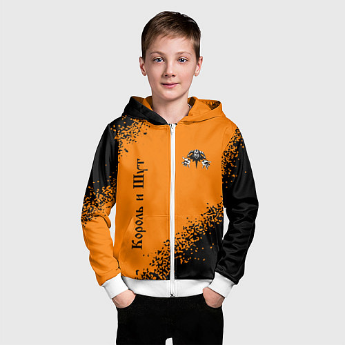 Детская толстовка на молнии КОРОЛЬ И ШУТ / 3D-Белый – фото 3