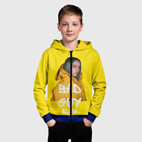 Детская толстовка на молнии Billie Eilish Билли Айлиш / 3D-Синий – фото 3